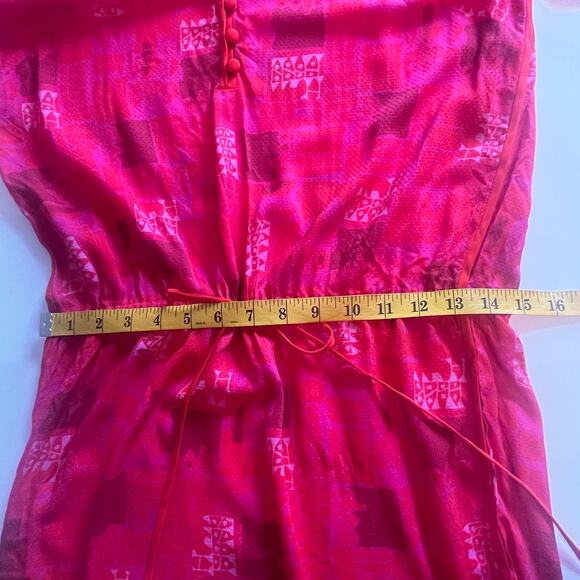 Veronica Beard Tie Waist Dress Coverup Women's Large Pink Print V-neck Casual - Picture 7 of 8